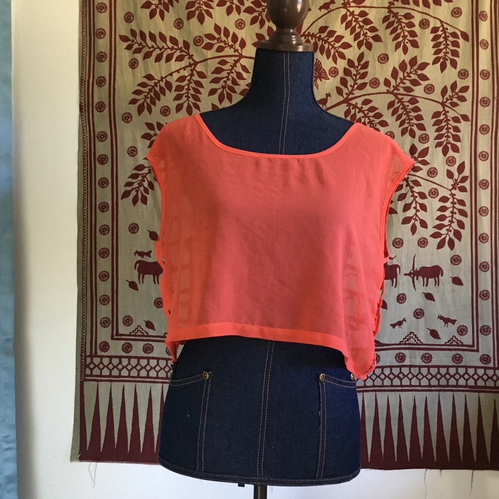 !! Chiffon Orange Cropped Blouse !!